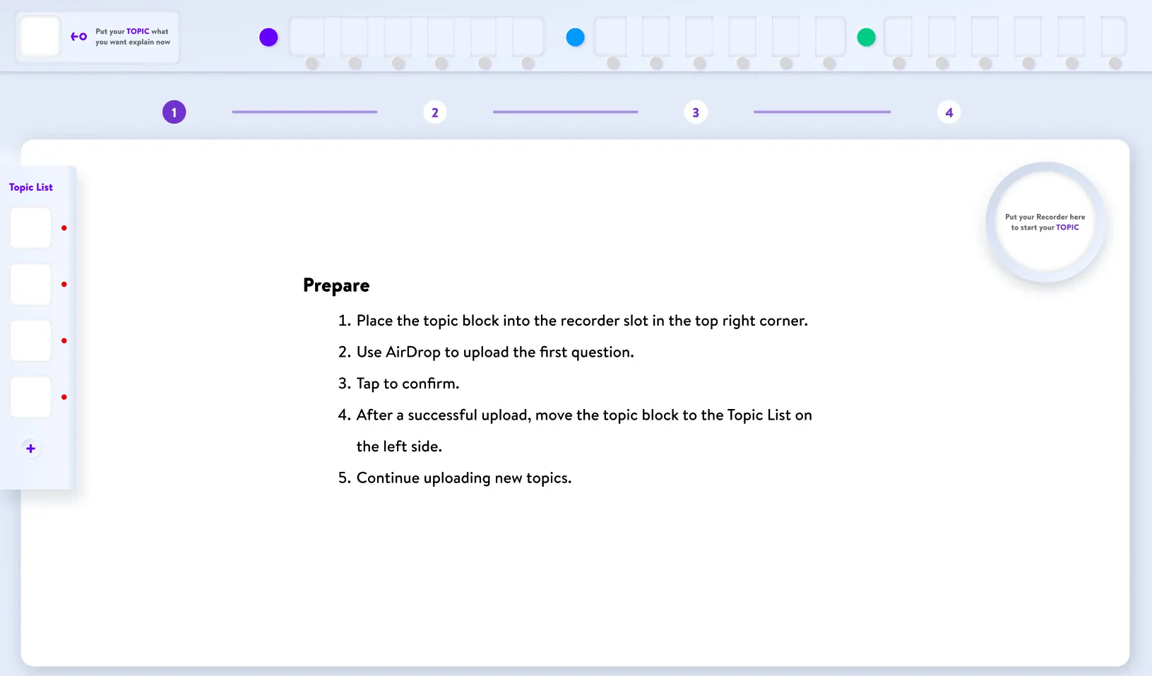 Step 1 Prepare — topic upload interface