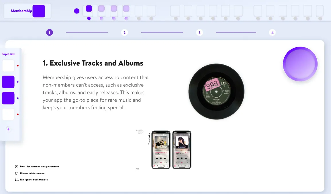 Idea page with material details