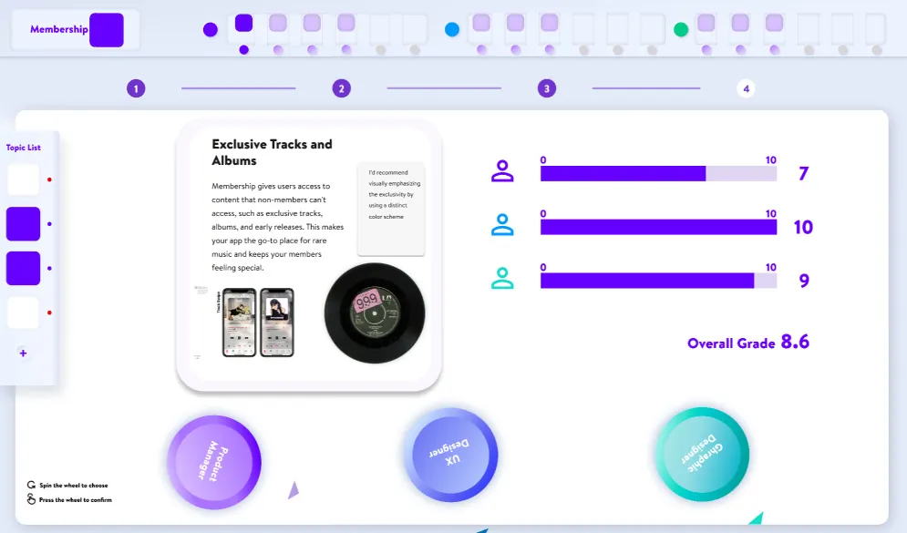 Voting interface with per-idea scores