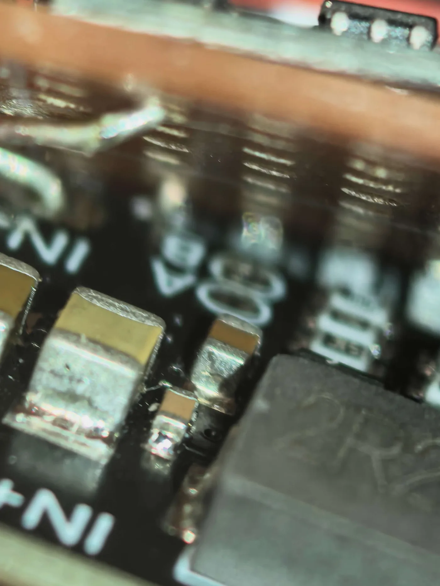 Macro detail of the Pebble prototype's sensing board and soldered components