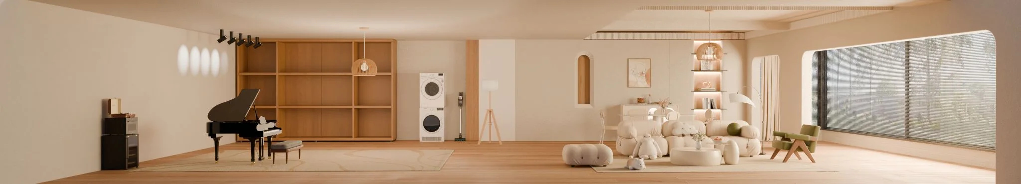 Normal mode showing a warm minimal home interior