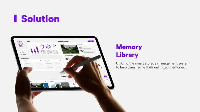 Memory Library solution shown on a tablet
